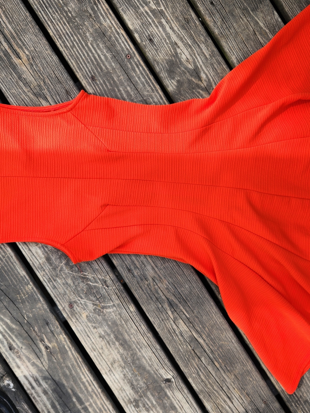 VENUS Ribbed Fit & Flare Tank Top - Vibrant Orange-Red